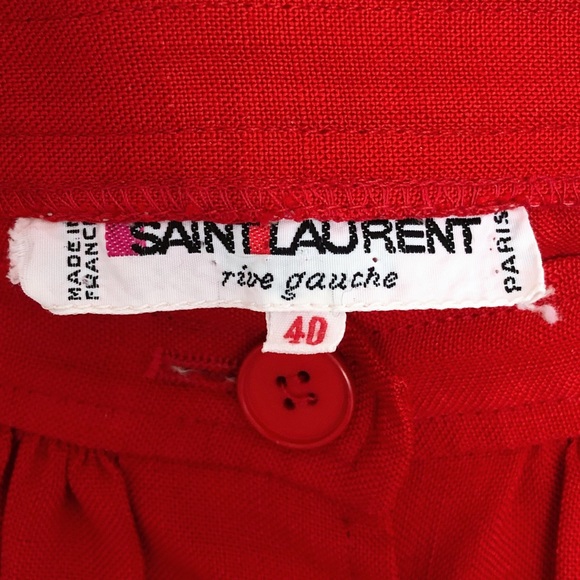 SOLD YSL Vintage Red Button Front Midi Skirt - Picture 4 of 6